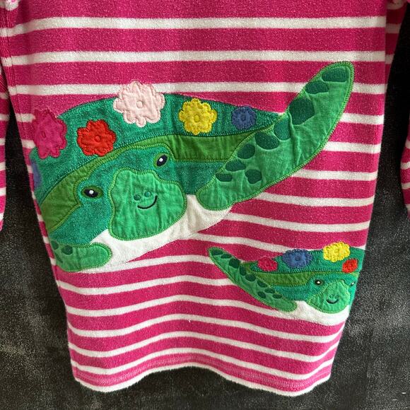 Boden Swim Coverup Pink Turtle Applique Stripes Terry Cloth Size 6-7Y (122cm) - Picture 3 of 6